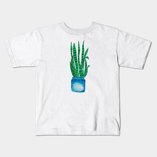 Snake Plant, Quarantine Watercolor Kids T-Shirt by ANoelleJay